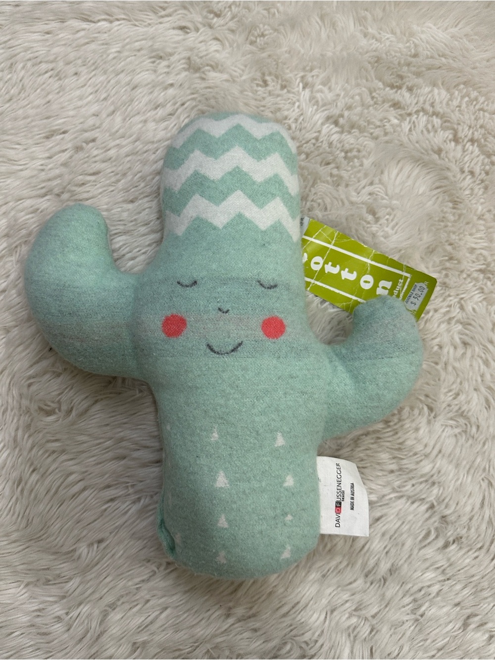 Mint Chevron Cactus Plush Pillow - Kids Accent